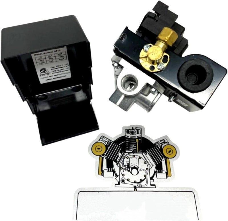 Zhiccent 56288020-01 56288020-01 56288772-02 C2YL9FJ69 AW25-34135175 FOR INGERSOLL RAND AIR COMPRESSORS PRESSURE SWITCH UNLOADER VALVE & LEVER, 4-PORT Size:1/4",26 Amp 120 or 240 Volt. - Image 1